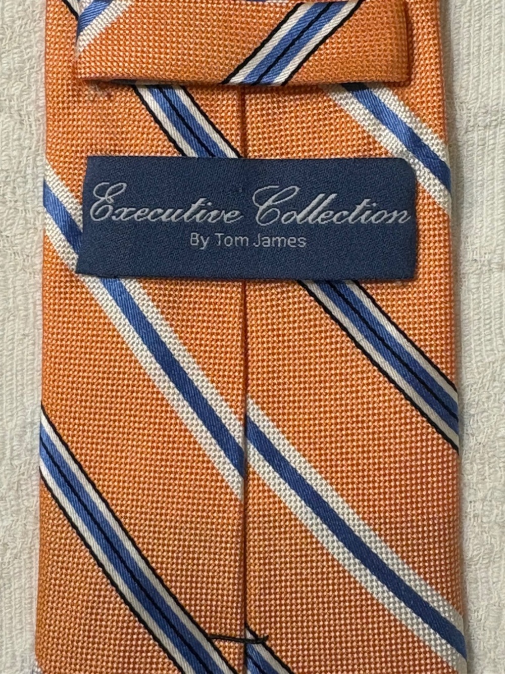 Tom James Executive Collection Orange Striped Silk Blend Tie